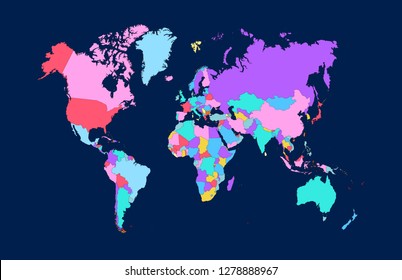 Color world map vector