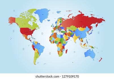 Colorful Hi Detailed Vector World Map Stock Vector (Royalty Free ...