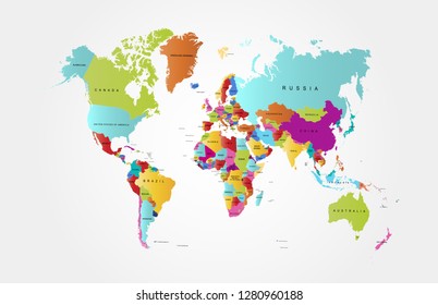 Color world map vector