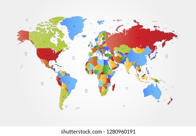 Color world map vector
