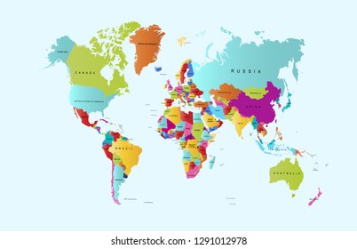 Color world map vector