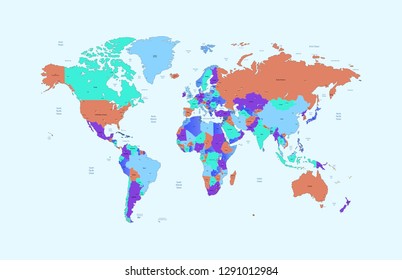 world map color vector modern map stock vector royalty free 1657813669 shutterstock