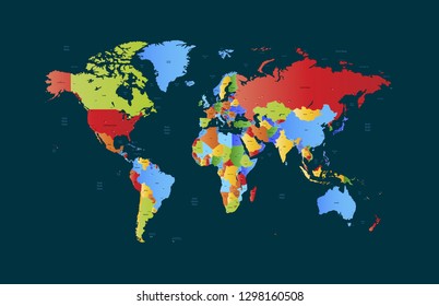 Color world map vector