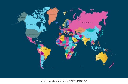 Color World Map Vector Stock Vector (Royalty Free) 1320120464 ...