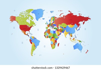 Color world map vector