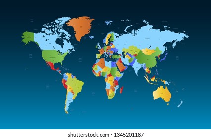 Color world map vector