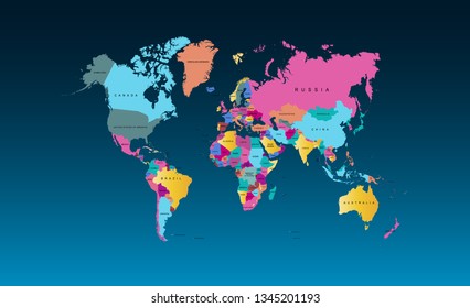 Color world map vector