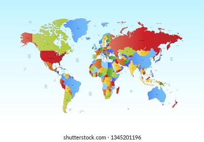 Color world map vector