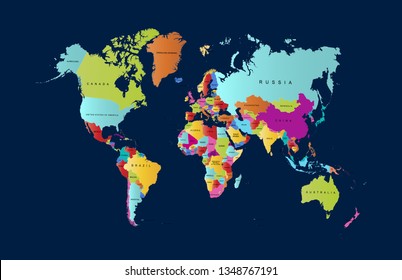 Color world map vector