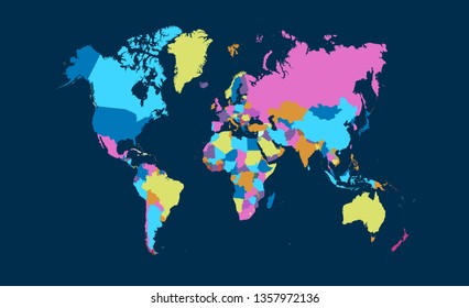 Color world map vector