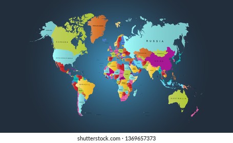 Color world map vector