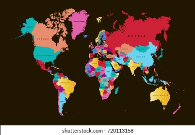 color world map vector
