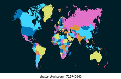 color world map vector