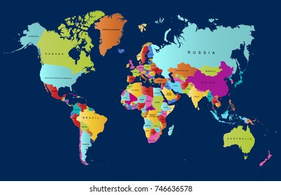 Color world map vector