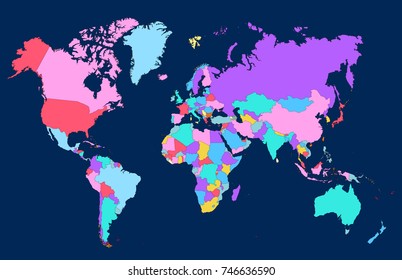 Color world map vector