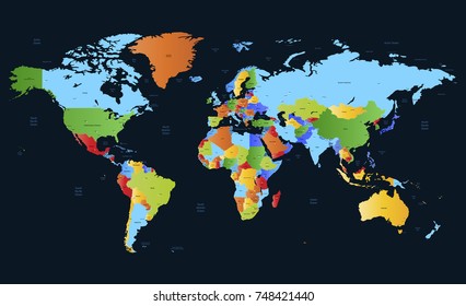 Color world map vector