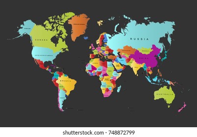 Color World Map Vector Stock Vector (Royalty Free) 1198980271 ...