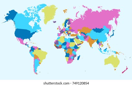 Color world map vector.