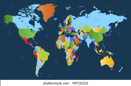 Color world map vector