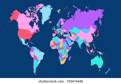 Color world map vector