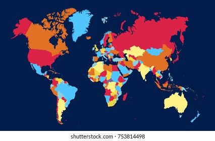 Color world map vector