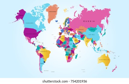 Color world map vector