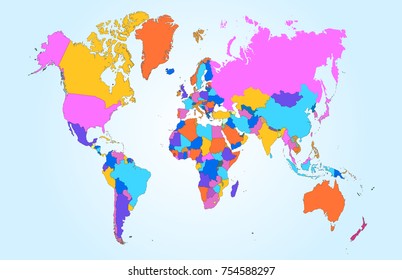 Color World Map Vector Stock Vector (Royalty Free) 754588297 | Shutterstock