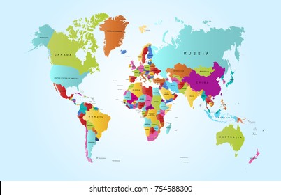 Color World Map Vector Stock Vector (Royalty Free) 754588300 | Shutterstock