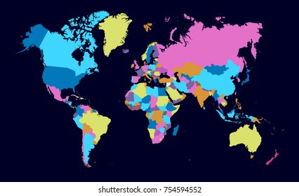Color world map vector