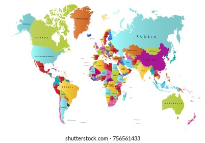 Color world map vector