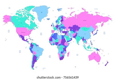 Color world map vector