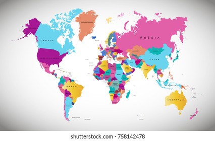 Color World Map Vector Stock Vector (Royalty Free) 758142478 | Shutterstock