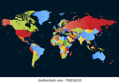 Color World Map Vector Stock Vector (Royalty Free) 758216533 | Shutterstock