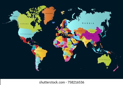 Color World Map Vector Stock Vector (royalty Free) 758216536 