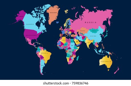 color world map vector.