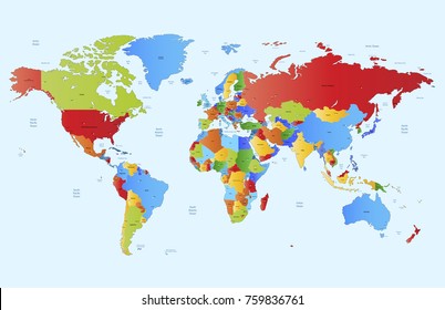 color world map vector.