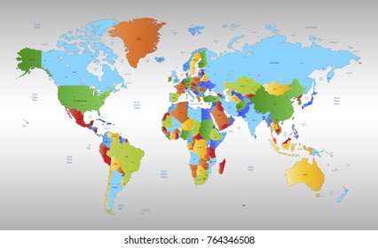 color world map vector