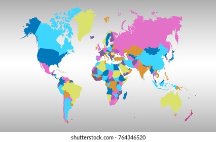 Color World Map Vector Stock Vector (Royalty Free) 1019377696 ...