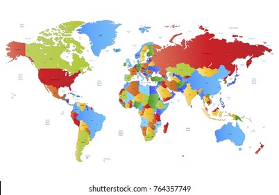 color world map vector