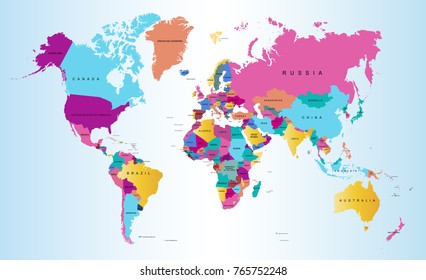 Color World Map Vector Stock Vector (Royalty Free) 1064791718