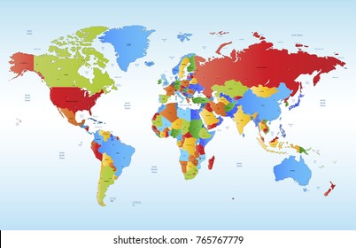 Color World Map Vector Stock Vector (Royalty Free) 1027054501 ...