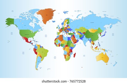 Color World Map Vector Stock Vector (Royalty Free) 1161126796