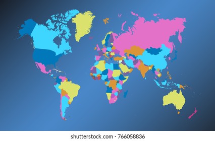 color world map vector