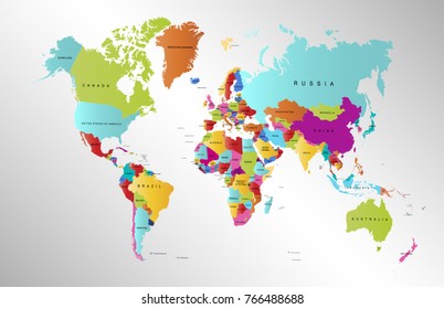 color world map vector