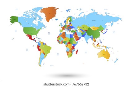 color world map vector