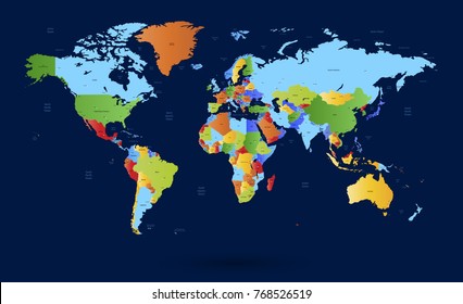 color world map vector