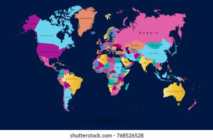 Color World Map Vector Stock Vector (Royalty Free) 768526528 | Shutterstock