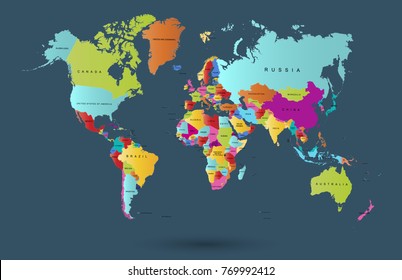 Color World Map Vector Stock Vector (Royalty Free) 769992412 | Shutterstock