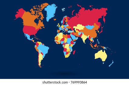 color world map vector