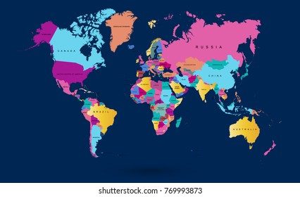 color world map vector